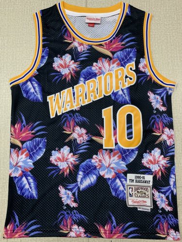 10 Tim Hardaway Golden State Warriors Floral Fashion 1990-91 Maillot